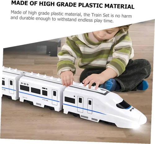 Vista 9 de Tren eléctrico para edades Locomotora educativa de alta velocidad con pistas a presión, material plástico, diversión y vástago interactivo para niños