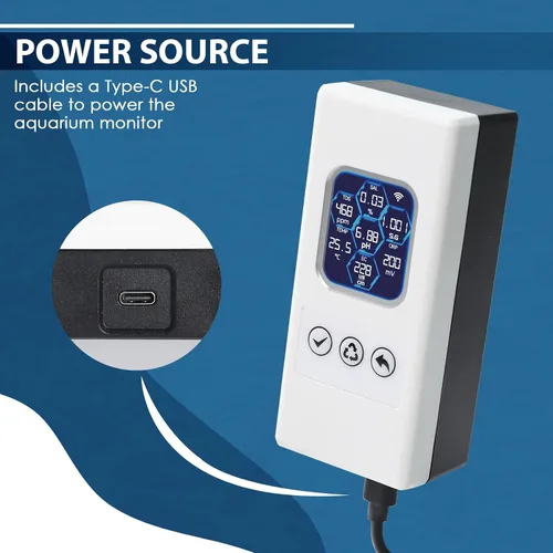 Vista 7 de 7 en 1 probador inteligente de calidad del agua, monitor de agua inalámbrico WiFi mide pH/ORP/TDS/EC/salinidad/SG/TEMP, medidor de calidad de agua