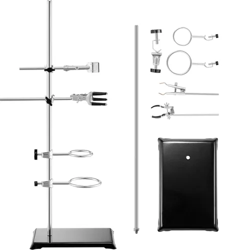 Vista 9 de VEVOR Juego de 2 soportes de soporte de laboratorio, soporte de laboratorio de acero con varilla de 23.6 pulgadas y base de hierro fundido de 8.3 x