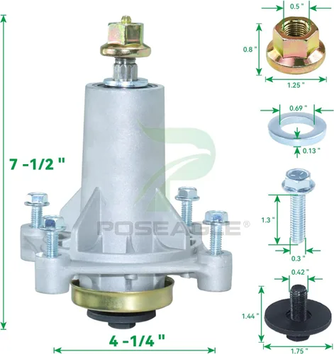 Vista 3 de Kit de montaje de husillo 587819701 previamente engrasado que reemplaza a Craftsman 187292 187281 192870 192872 Husqvarna 587125401 532187281