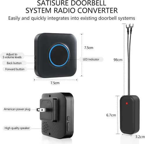 Vista 9 de Satisure Timbre de puerta inalámbrico con video y extensor de timbre de video - Compatible con Blink Video Doorbell y Blink Video Doorbell