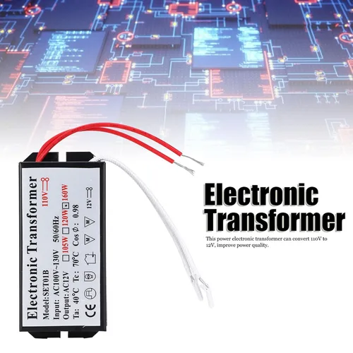 Vista 3 de Transformador electrónico de 75 W, 160 W, 120 V, transformador de luz halógena, 110 V a 12 V, convertidor de voltaje para controlador de fuente