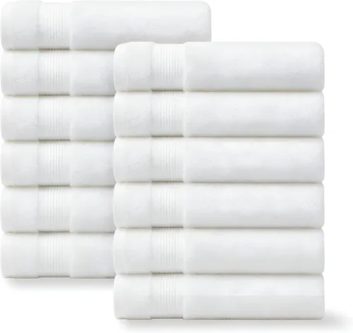 Vista 18 de Linteum Textile Supply Toalla de mano negra prémium de 16 x 27 pulgadas, 100% algodón, sin torsión, absorbente, de secado rápido, duradera