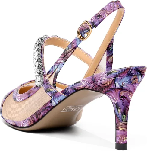 Vista 5 de AUMOTED Zapatos de tacón alto con puntera puntiaguda para mujer, tacón alto, tacón alto, patente de tacón de aguja, diamantes de imitación, correa