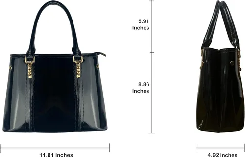 Vista 4 de Nevenka Bolso de hombro grande con asa superior de charol para mujer
