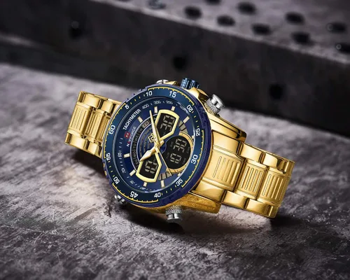 Vista 4 de NAVIFORCE Reloj para hombre cronógrafo impermeable deportivo analógico digital cuarzo relojes de negocios moda de acero inoxidable Militar
