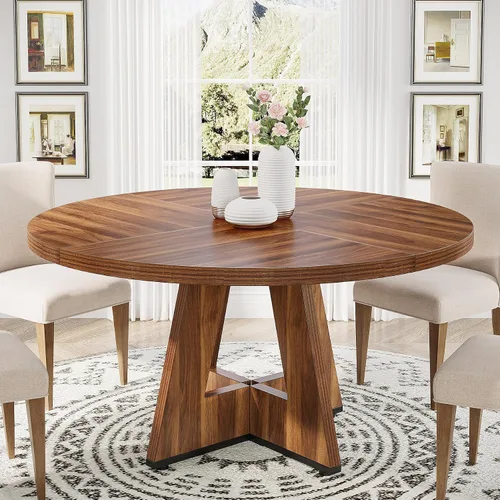 Vista 16 de Tribesigns Mesa de Comedor Redonda de 47 Pulgadas Mesa de Cocina de Madera para Comedor, Mesas de Dinner Room de 47" para 4-6, Muebles de Acento