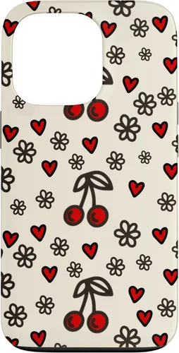 Vista 10 de Carcasa para iPhone 16 con diseño de cerezas, cerezas, diseño de corazón de San Valentín, color rojo