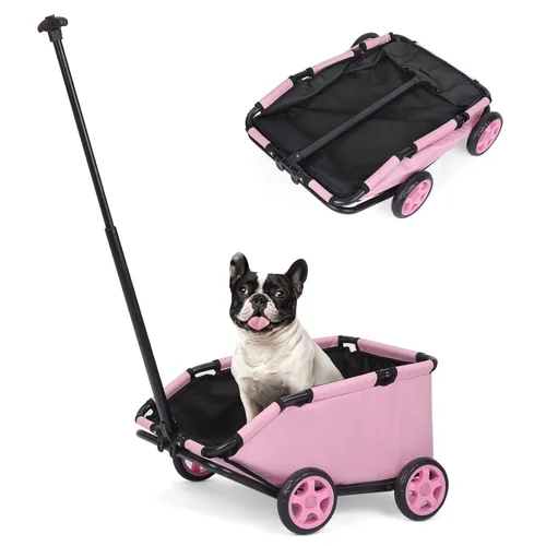 Vista 14 de Mini cochecitos para perros para mini mascotas, carritos de compras multifuncionales plegables con mango extensible, cojín integrado y cuerda