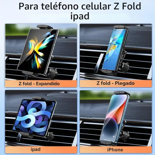 Vista 2 de Z Fold 7 6 5 4 3 2 Soporte para automóvil, sin bloqueo de ventilación y agarre firme, Z Fold 6 accesorios, amplio compatible con Galaxy Z Fold iPad