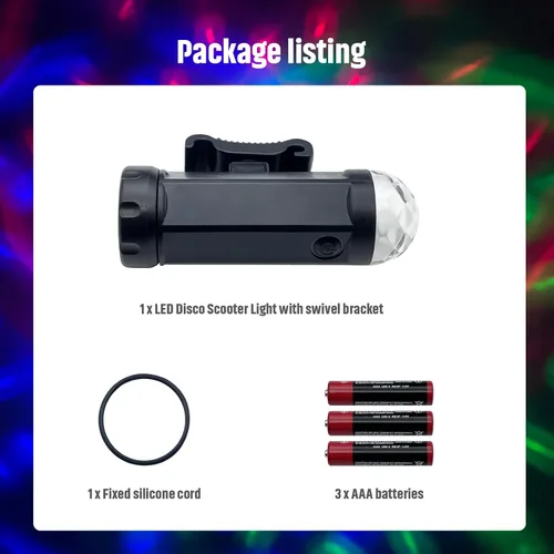 Vista 6 de Luz LED para scooter de discoteca, accesorios de luz para scooter, color RGB y patrones dinámicos, compatible con manillar de scooter, ángulo