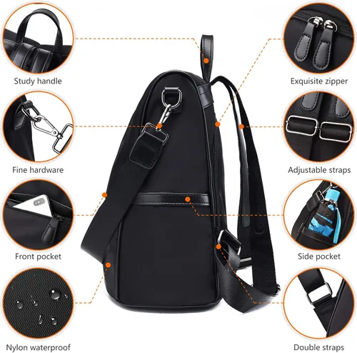 Vista 4 de Mochila antirrobo, impermeable, casual, de moda, de nailon Oxford, ligera, grande, bolsa de viaje para niñas, niñas, damas, viajes, escuela