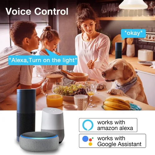 Vista 3 de DAYBETTER Tuya - Bombillas inteligentes RGBCW Wi-Fi que cambian de color, compatibles con Alexa y Google Home Assistant, A19 E26 9W 800LM Bombilla