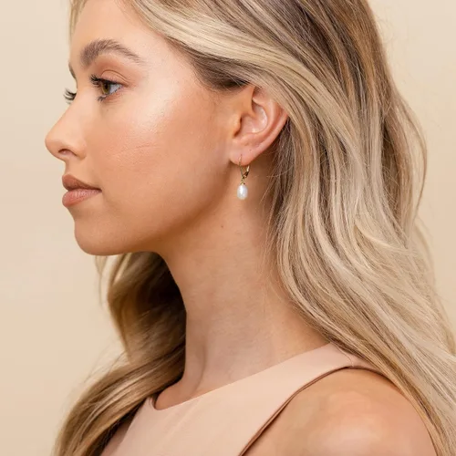 Vista 2 de PAVOI - Aretes de perlas cultivadas de agua dulce de calidad AAA+, aretes de perlas con palanca posterior de agarre