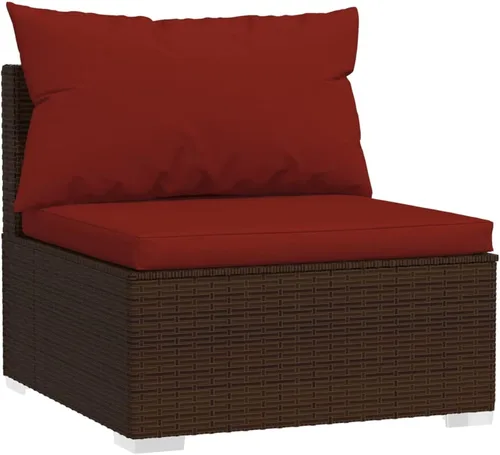 Vista 3 de Gecheer Sofá de patio de 3 asientos con cojines marrón Poly Rattan 0105517A