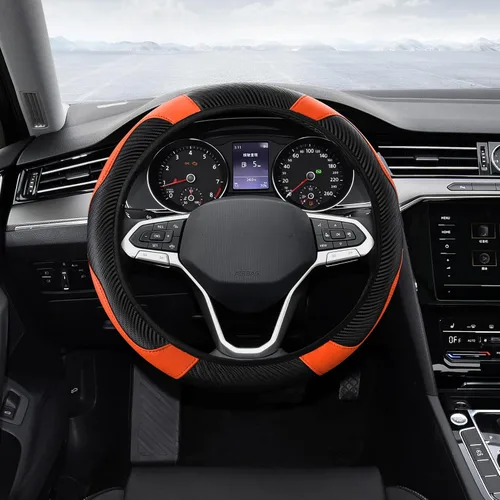 Vista 8 de Funda para Volante de Automóvil, Protector de Volante, Universal 14.5-15 Pulgadas Cuero de Microfibra Transpirable Fundas para Volante de Auto