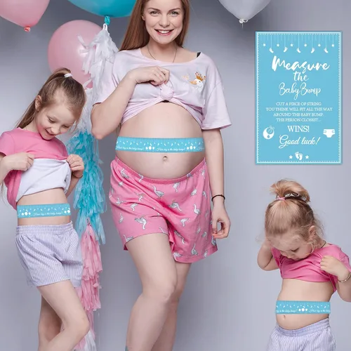Vista 7 de Juegos de baby shower, cinta métrica para medir el vientre de 150 pies, cinta métrica para el vientre de mamá, cinta métrica de vientre para Azul