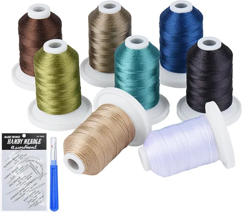 Vista 17 de Resistente a los rayos UV - Simthread 100% Poliéster Hilo Entrelazado Tex 69 (12wt) - 250 Yardas 1 Blanco 1 Negro