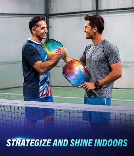 Vista 6 de Hicober Juego de 2 palas de pickleball aprobadas por USAPA con 6 bolas, paletas de superficie de fibra de vidrio para hombres y mujeres, mezcla
