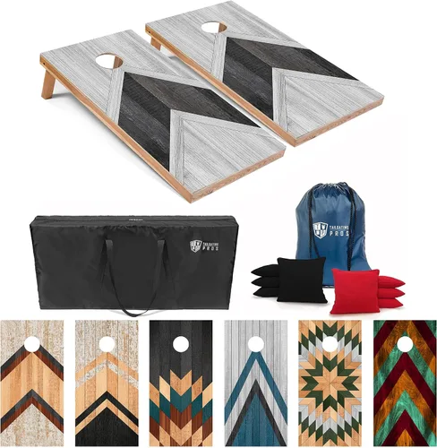 Vista 10 de Tailgating Pros Tablas de Cornhole livianas – Juego de cornhole de 4 x 2 pies con diseño moderno de madera con funda de transporte y juego de 8