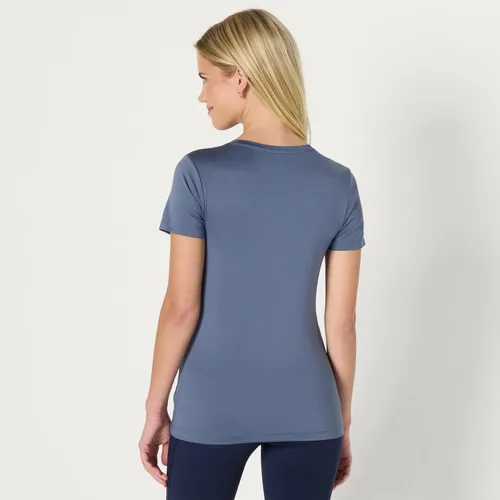 Vista 127 de Amazon Essentials Camiseta de manga corta con cuello redondo para mujer, de secado rápido, para entrenamiento, gimnasio, paquete múltiple
