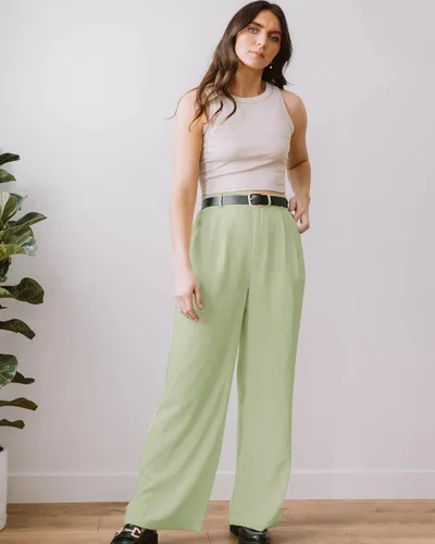 Vista 7 de GRAPENT Pantalones de pierna ancha para mujer, pantalones de vestir holgados de tiro alto para oficina, trabajo, negocios o uso informal
