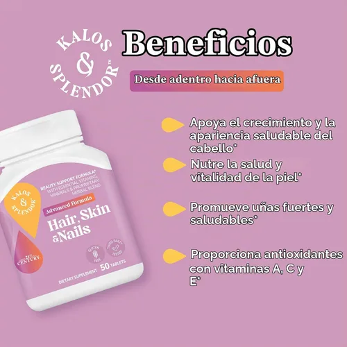 Vista 4 de 21st Century Cápsulas de fórmula avanzada para cabello, piel y uñas, 50 unidades Advanced Hair, Skin & Nails Formula with Vitamins, Minerals &