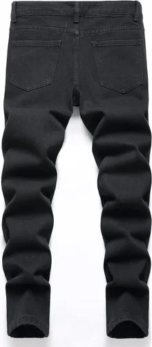 Vista 2 de Pantalones de mezclilla ajustados para niño, elásticos, de aspecto desgastado y desgarrado