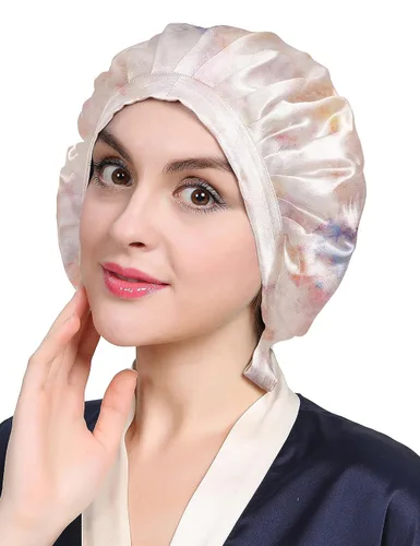 Vista 19 de LilySilk Gorro 100% de seda de morera, gorro de seda para dormir, ajustable para dormir, Verde aguacate