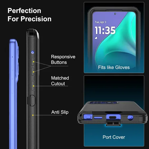 Vista 5 de Jiunai Funda para Moto G Stylus 2025, funda resistente a prueba de golpes, protección contra caídas, híbrida de doble capa mate, para Motorola G