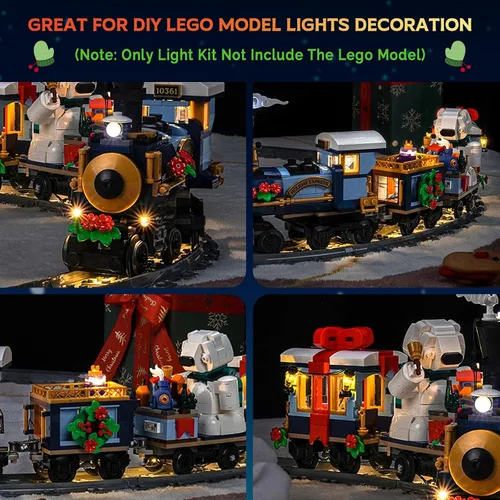 Vista 3 de Kit de luces LED mejorado compatible con Lego Icons Holiday Express Train Building Set, decoración de luces compatible con Lego 10361