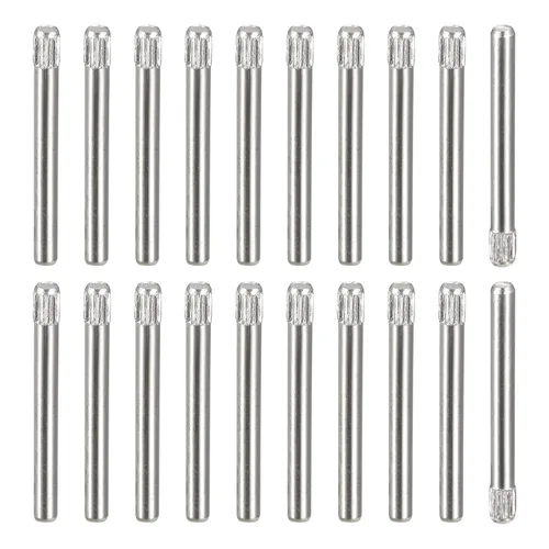Vista 36 de uxcell Pasadores de acero inoxidable 304 de 0.05 x 0.236 pulgadas, 20 pines de cabeza moleteada con extremo biselado plano, clavijas de madera