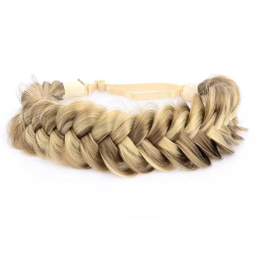 Vista 30 de Diadema ancha y despeinada de 2 mechones de cabello sintético trenzado, accesorio de belleza para mujeres y niñas, 62g/2.1 oz (caoba)