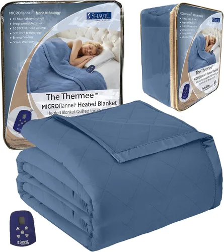 Vista 10 de Thermee Manta térmica de microfranela tamaño Queen – 10 ajustes, programable, calentamiento rápido, cuadros rústicos