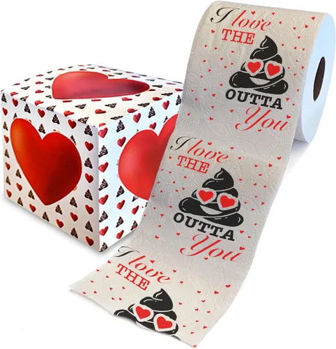 Vista 12 de Printed TP 'Coz We're POO-fect Together - Papel higiénico impreso, divertido rollo de papel higiénico para San Valentín, decoración de baño, regalo