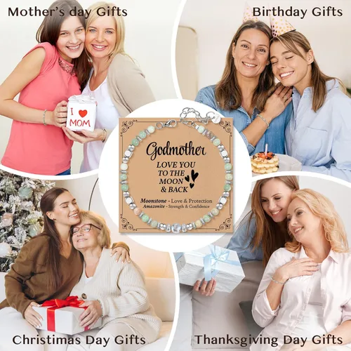 Vista 7 de Pulseras inspiradoras de regalo para mujeres de cumpleaños pulseras de cuentas de piedra natural curativa Thinking of You Get Well Soon, regalos