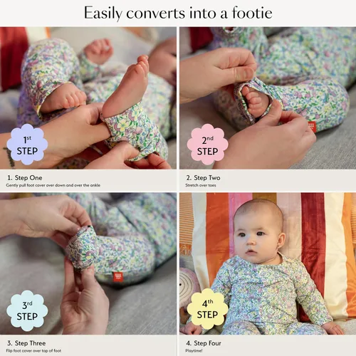 Vista 4 de Magnético Me Pijamas con piecitos de modal suave para bebé con cierre magnético rápido Pijama para niños y niñas, recién nacido a 24 meses