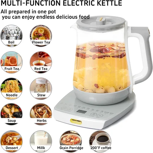 Vista 4 de Olla de salud, oficina, hogar, hervidor eléctrico con infusor, control de temperatura, 12 procedimientos funcionales para frutas, té y café