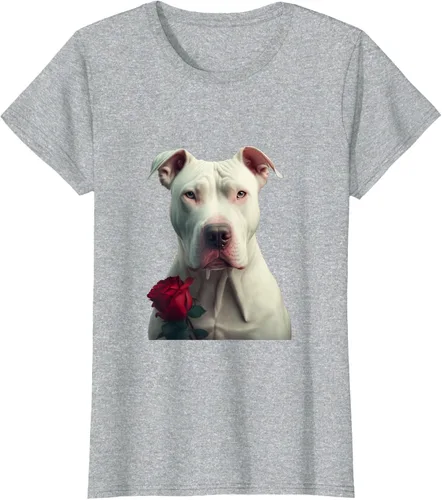 Vista 22 de Dogo Argentino Valentines Day Camiseta, Negro