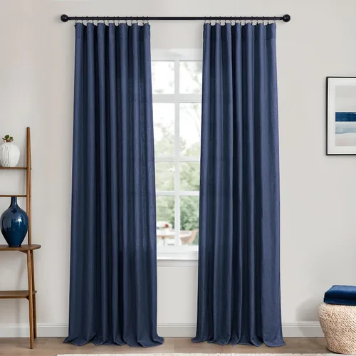 Vista 161 de KOUFALL Juego de 2 cortinas de puerta francesa, cortinas de lino para puerta/ventana, cortina transparente boho para cristal lateral delantero