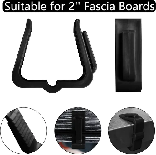 Vista 2 de 50 ganchos para colgar luces navideñas, 1.62 pulgadas, clips de tablero, clips negros de plástico para luces navideñas C7, C9, mini cadena de luces