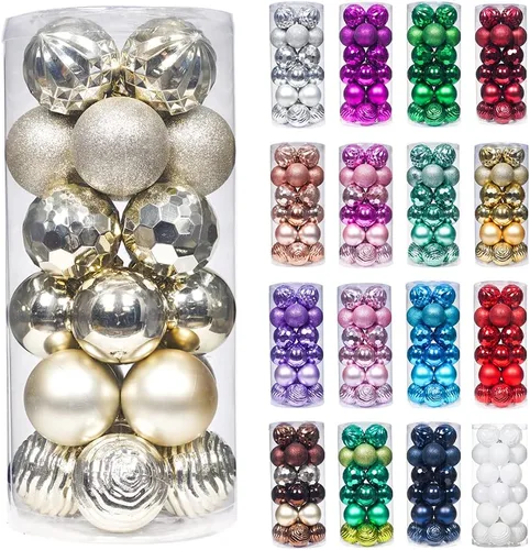 Vista 26 de XmasExp Juego de 24 mini esferas de Navidad inastillables para bolas de árbol de Navidad, 1.18 pulgadas (negro)