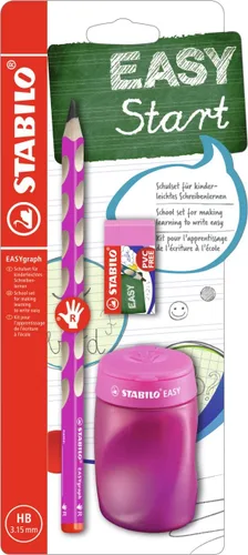 Vista 6 de STABILO Set escolar diestro en lápiz EASYgraph azul + EASYsharpener + EASYeraser
