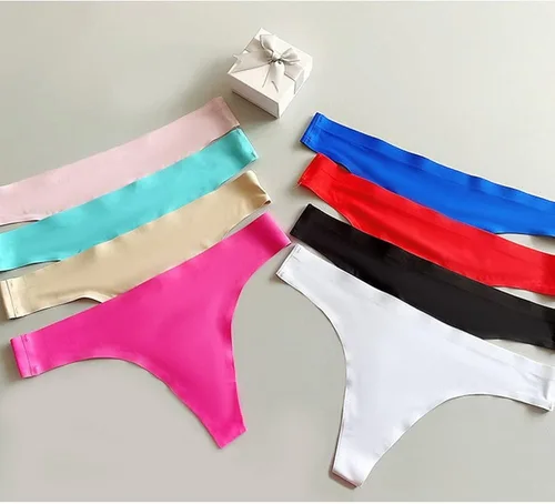 Vista 3 de Tangas deportivas sin costuras para mujer ropa interior de yoga de seda de hielo paquete de 5