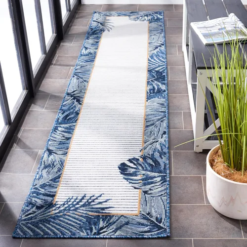 Vista 2 de SAFAVIEH Cabana Collection - Alfombra de pasillo, 2 x 9 pies, diseño tropical, no desprende pelusa y de fácil cuidado, para interiores y exteriores