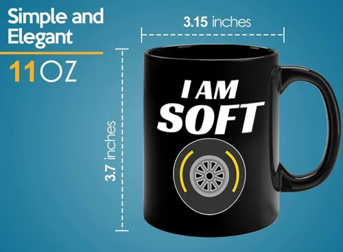 Vista 5 de Racer Coffee Mug 11oz Black - I'm Soft - Fuel Speed Racer Car Guys Circuit Automotive Racing Boy Gifts For Him Dad Men Boyfriend