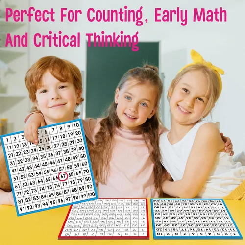 Vista 4 de Tableros de matemáticas, laminado de doble cara número 1-100, fácil de escribir, tabla de conteo de números consecutivos para el aula de niños
