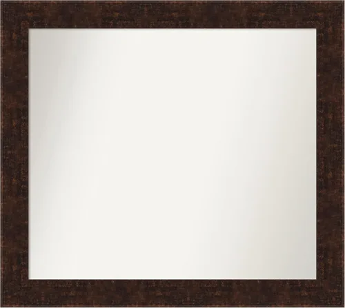 Vista 78 de Amanti Art Espejo de baño de bronce para sobre fregadero, 24 x 24 pulgadas, espejo de tocador cuadrado estrecho de bronce Manhattan, marco de madera