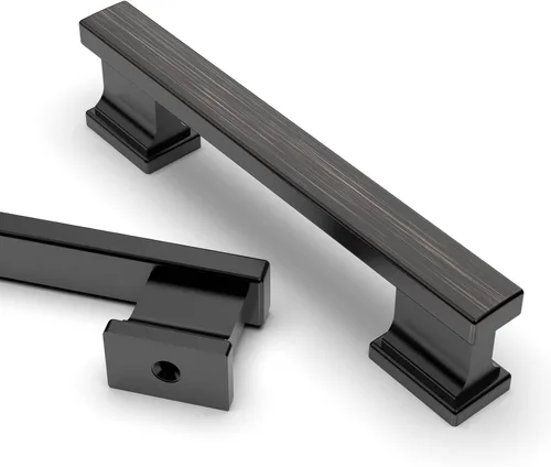 Vista 9 de Asidrama - Paquete de 6 manijas de gabinete de cocina color latón cepillado de 3.75 pulgadas (96mm), tiradores para gabinete, accesorios