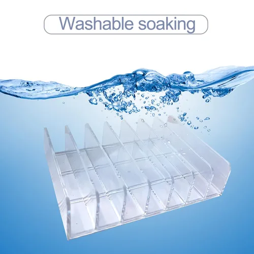 Vista 6 de Organizador de paleta de sombra de ojos acrílico transparente de 7 secciones, organizador de paleta de maquillaje para encimeras de baño, tocadores